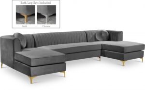 Graham 132" Velvet Upholstered 3pc. Sectional