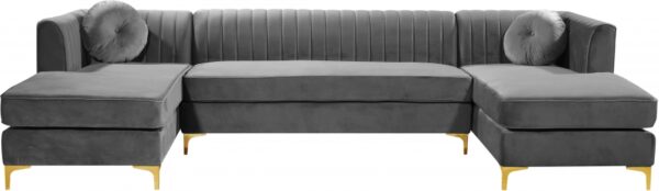 Graham 132" Velvet Upholstered 3pc. Sectional