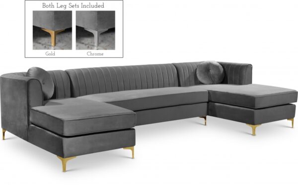 Graham 132" Velvet Upholstered 3pc. Sectional
