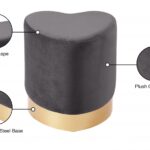 Heart Velvet Upholstered Stool
