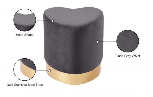 Heart Velvet Upholstered Stool
