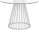Gio 48" Glass Top And Steel Base Dining Table