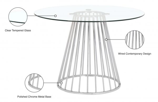 Gio 48" Glass Top And Steel Base Dining Table