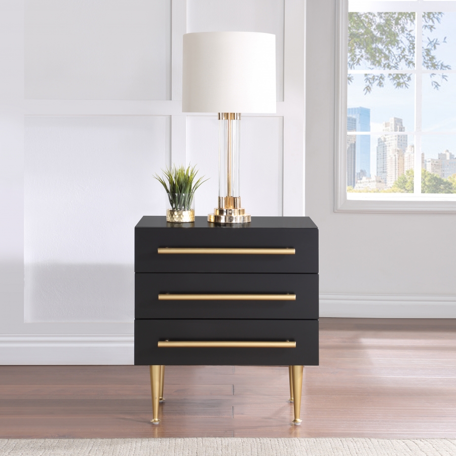 Marisol Wood Veneer And Iron Nightstand