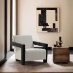 Ward Linen Textured Fabric Upholstered Accent Chair