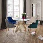Gio 48" Glass Top And Metal Base Dining Table