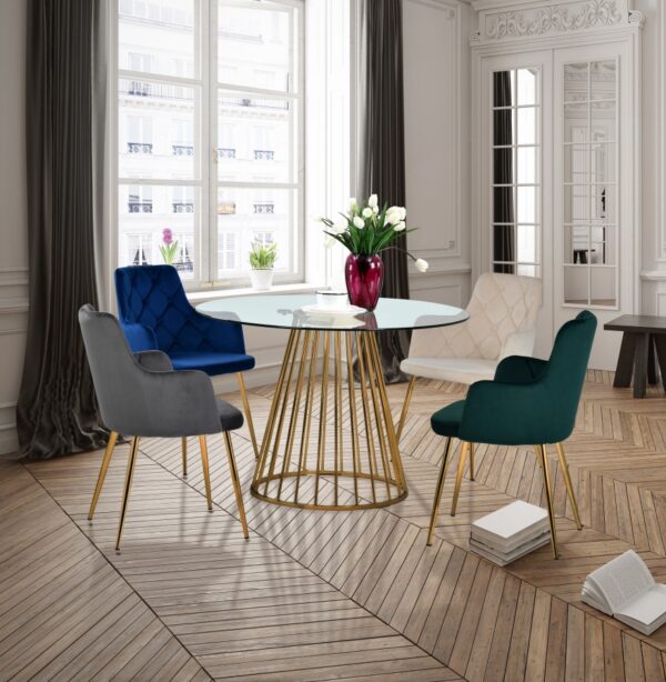 Gio 48" Glass Top And Metal Base Dining Table