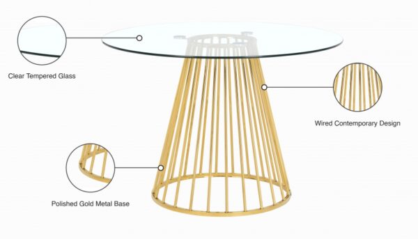 Gio 48" Glass Top And Metal Base Dining Table