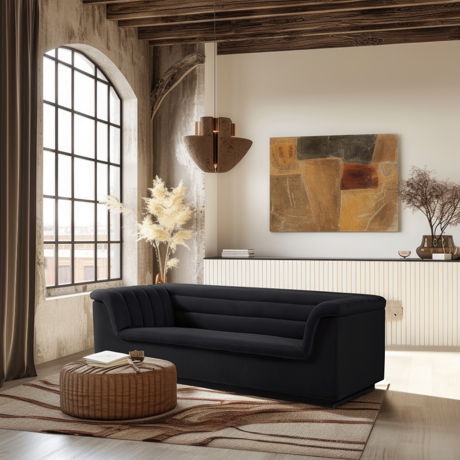 Cascade 94" Velvet Upholstered Fabric Upholstered Sofa