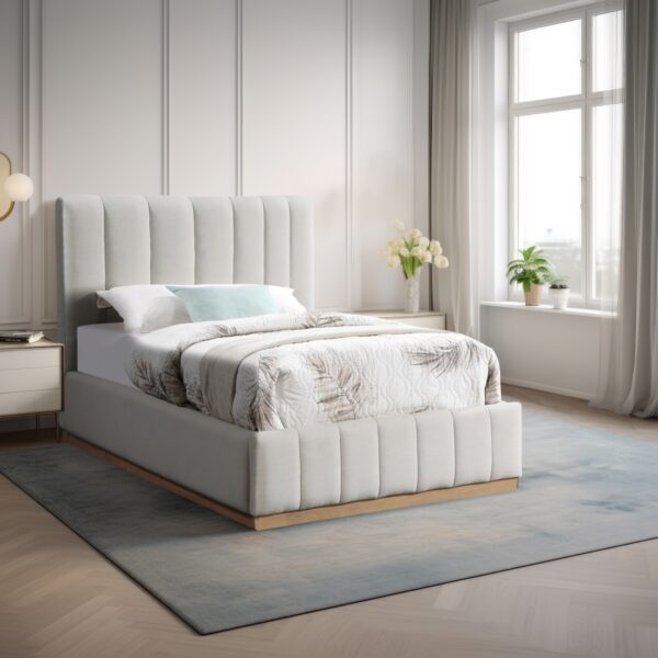 Lucia Linen Textured Fabric Upholstered Twin Bed