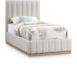 Lucia Linen Textured Fabric Upholstered Twin Bed