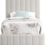 Lucia Linen Textured Fabric Upholstered Twin Bed