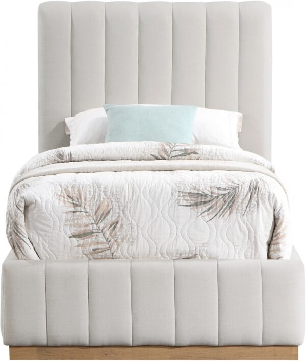 Lucia Linen Textured Fabric Upholstered Twin Bed