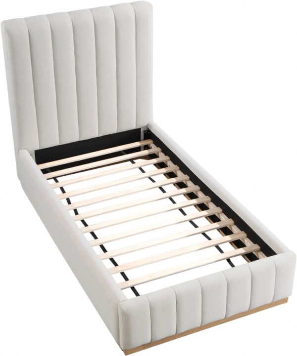 Lucia Linen Textured Fabric Upholstered Twin Bed