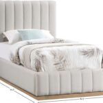Lucia Linen Textured Fabric Upholstered Twin Bed