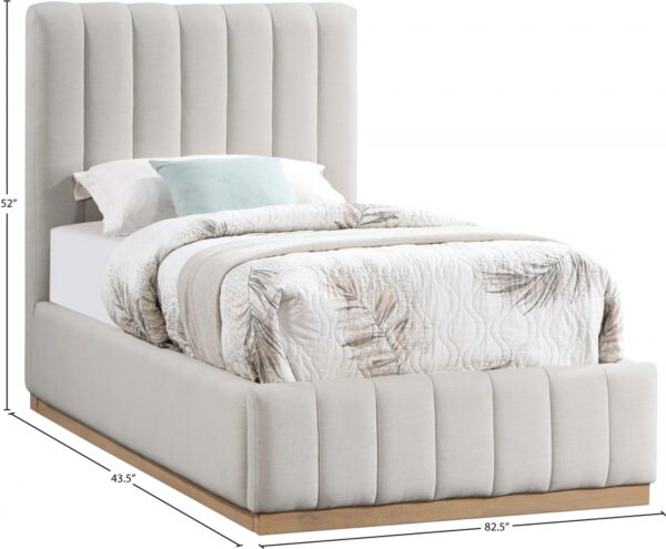 Lucia Linen Textured Fabric Upholstered Bed