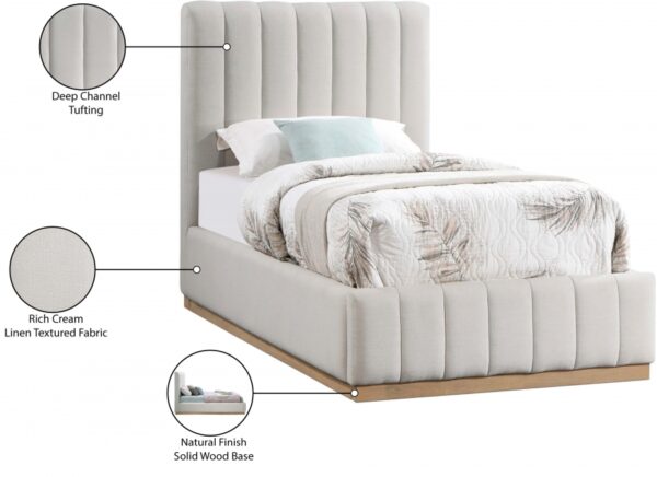 Lucia Linen Textured Fabric Upholstered Twin Bed