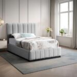 Lucia Linen Textured Fabric Upholstered Bed