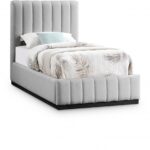 Lucia Linen Textured Fabric Upholstered Twin Bed