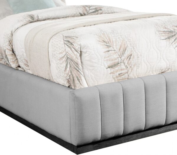Lucia Linen Textured Fabric Upholstered Twin Bed