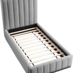 Lucia Linen Textured Fabric Upholstered Twin Bed