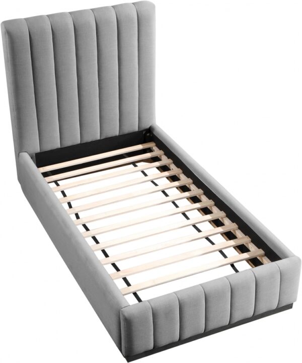 Lucia Linen Textured Fabric Upholstered Twin Bed