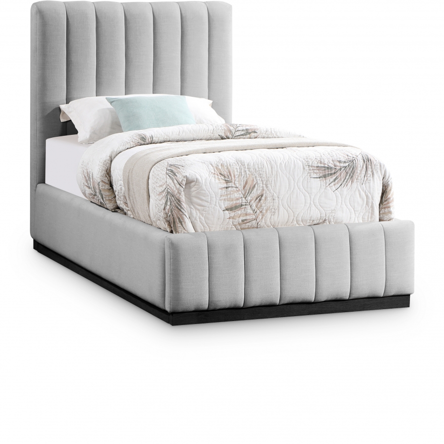 Lucia Linen Textured Fabric Upholstered Bed