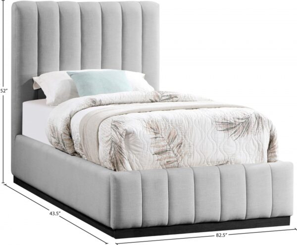 Lucia Linen Textured Fabric Upholstered Twin Bed