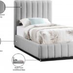 Lucia Linen Textured Fabric Upholstered Twin Bed