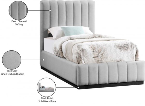 Lucia Linen Textured Fabric Upholstered Twin Bed