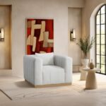 Lucia Linen Textured Fabric Upholstered Living Room Chair