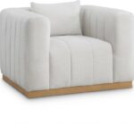 Lucia Linen Textured Fabric Upholstered Living Room Chair