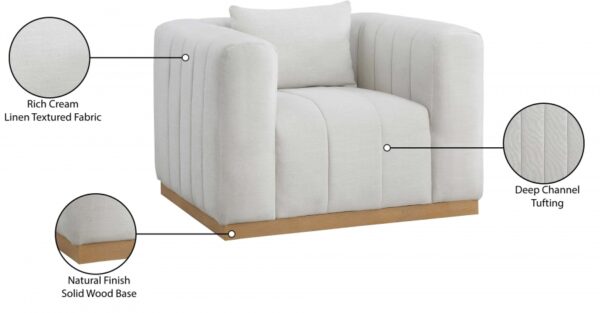 Lucia Linen Textured Fabric Upholstered Living Room Chair