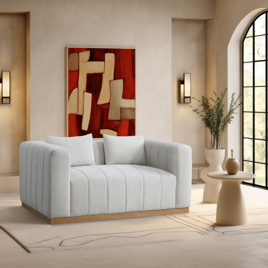 Lucia 67" Linen Textured Fabric Upholstered Loveseat