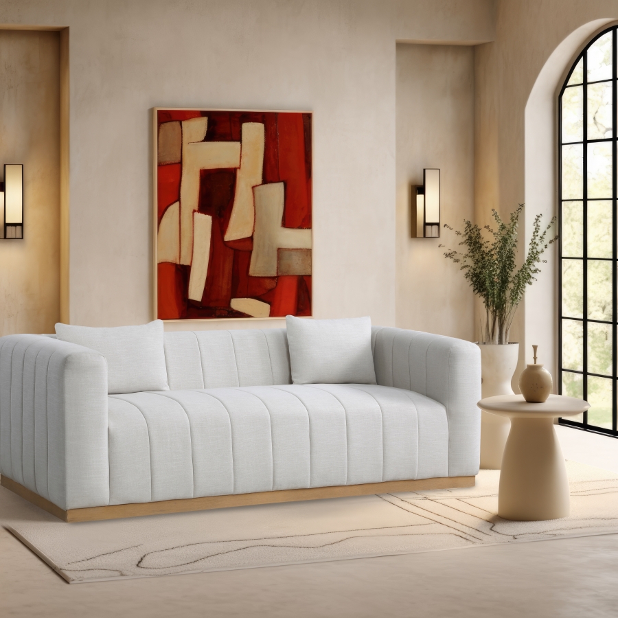 Lucia 90.5" Linen Textured Fabric Upholstered Sofa