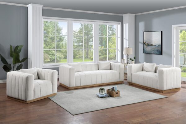 Lucia 90.5" Linen Textured Fabric Upholstered Sofa