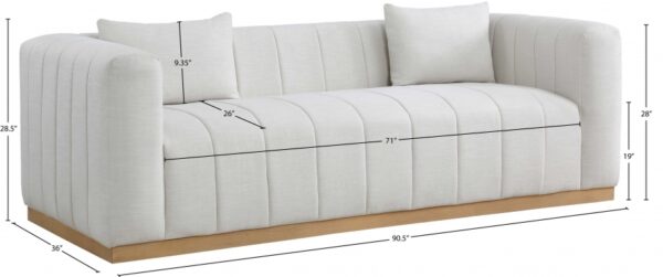 Lucia 90.5" Linen Textured Fabric Upholstered Sofa