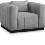 Lucia Linen Textured Fabric Upholstered Living Room Chair