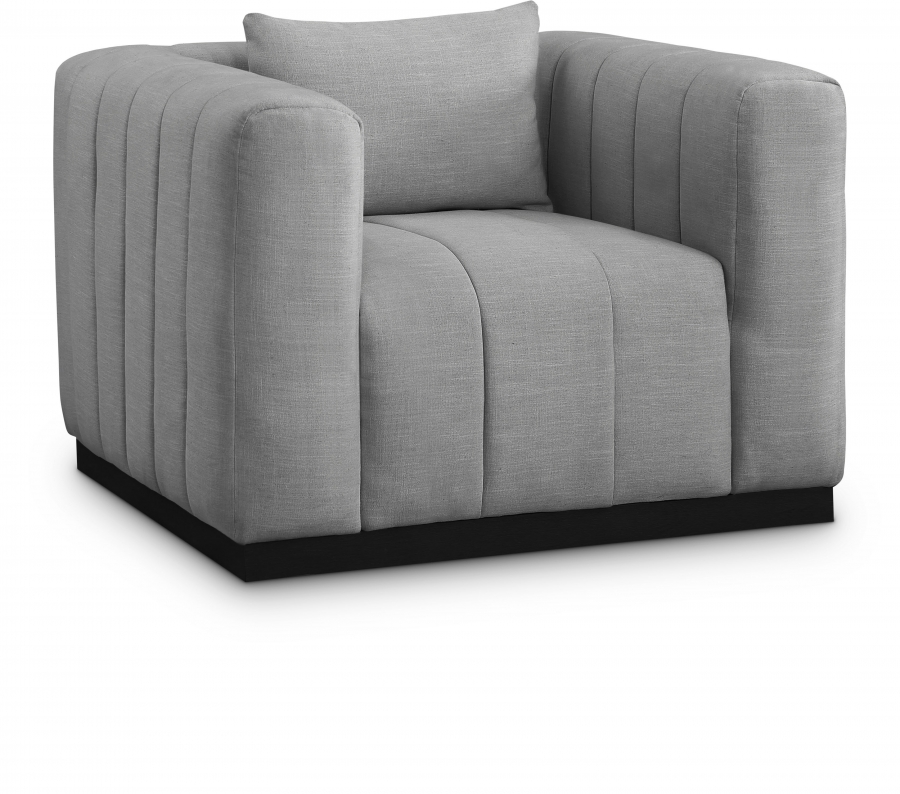 Lucia Linen Textured Fabric Upholstered Living Room Chair