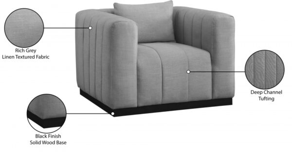 Lucia Linen Textured Fabric Upholstered Living Room Chair