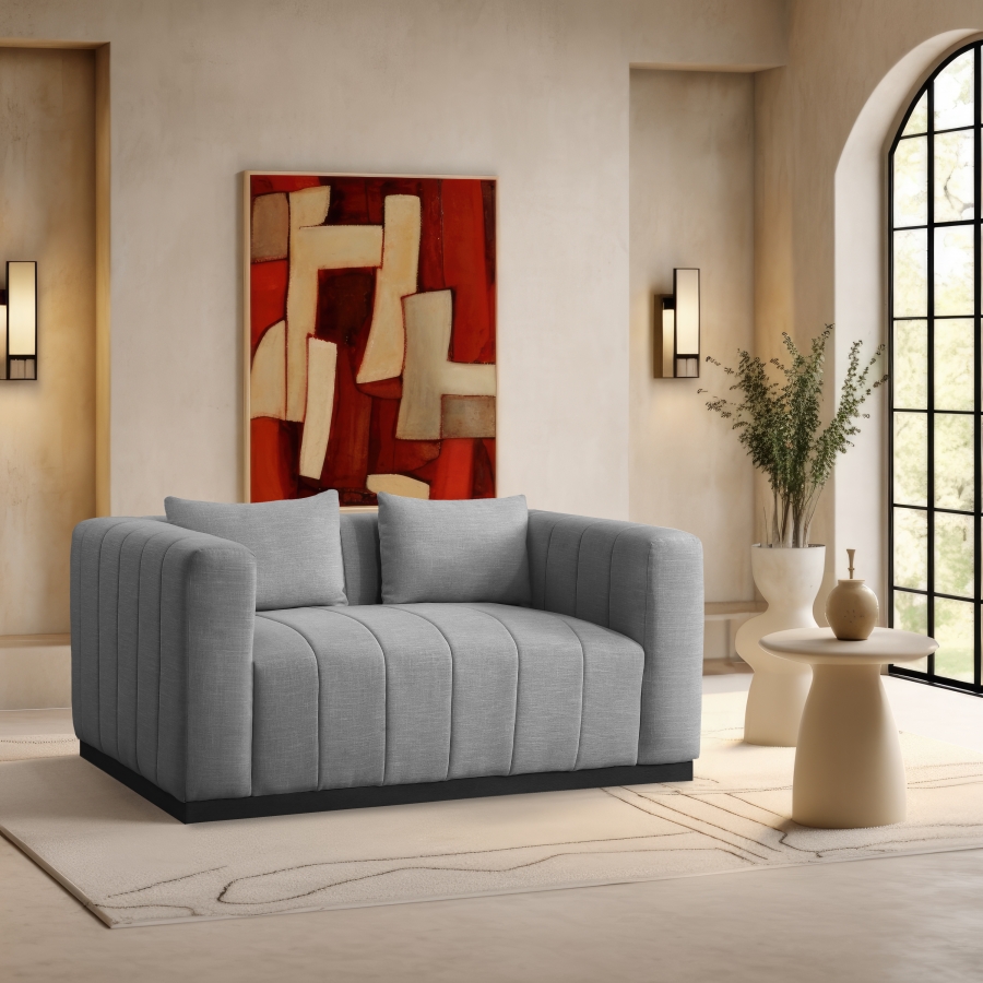 Lucia 67" Linen Textured Fabric Upholstered Loveseat