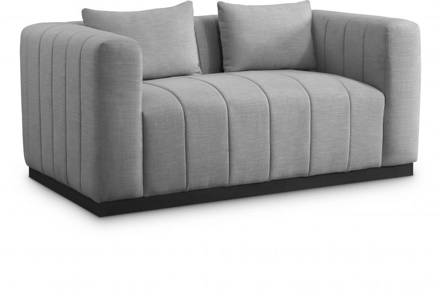 Lucia 67" Linen Textured Fabric Upholstered Loveseat