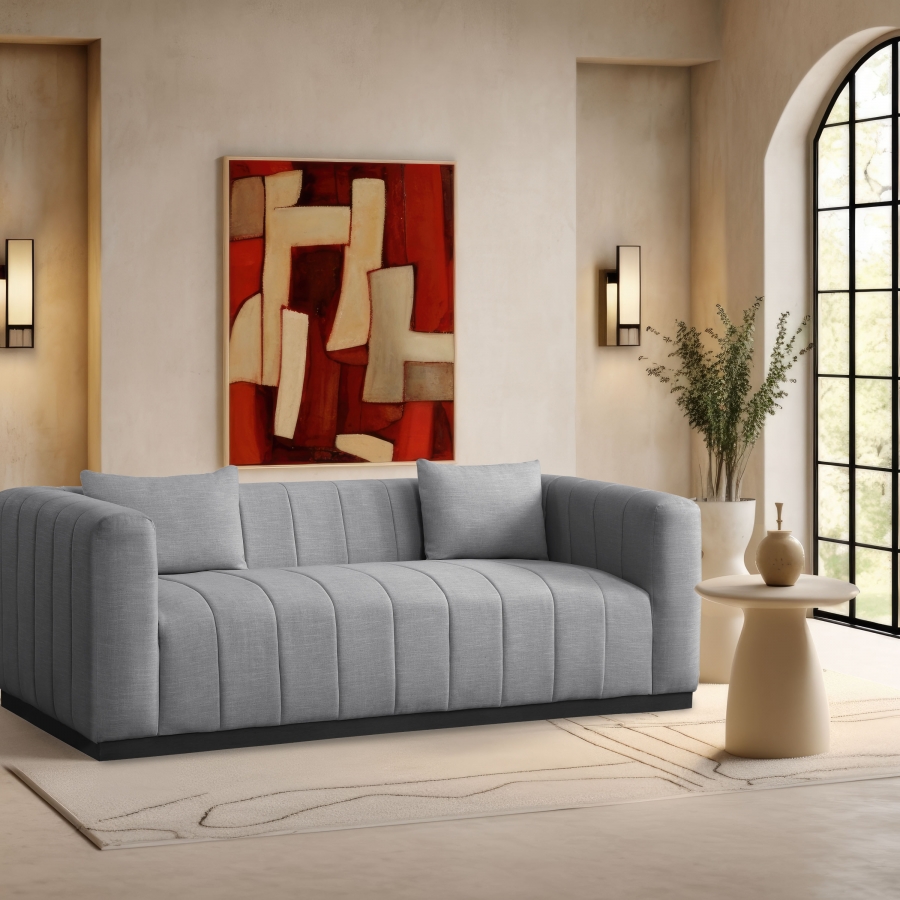 Lucia 90.5" Linen Textured Fabric Upholstered Sofa