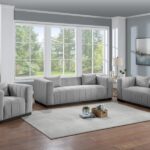 Lucia 90.5" Linen Textured Fabric Upholstered Sofa