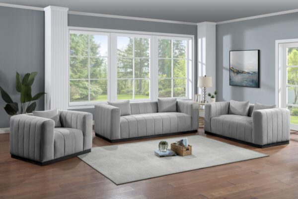 Lucia 90.5" Linen Textured Fabric Upholstered Sofa