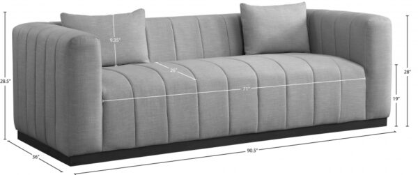 Lucia 90.5" Linen Textured Fabric Upholstered Sofa