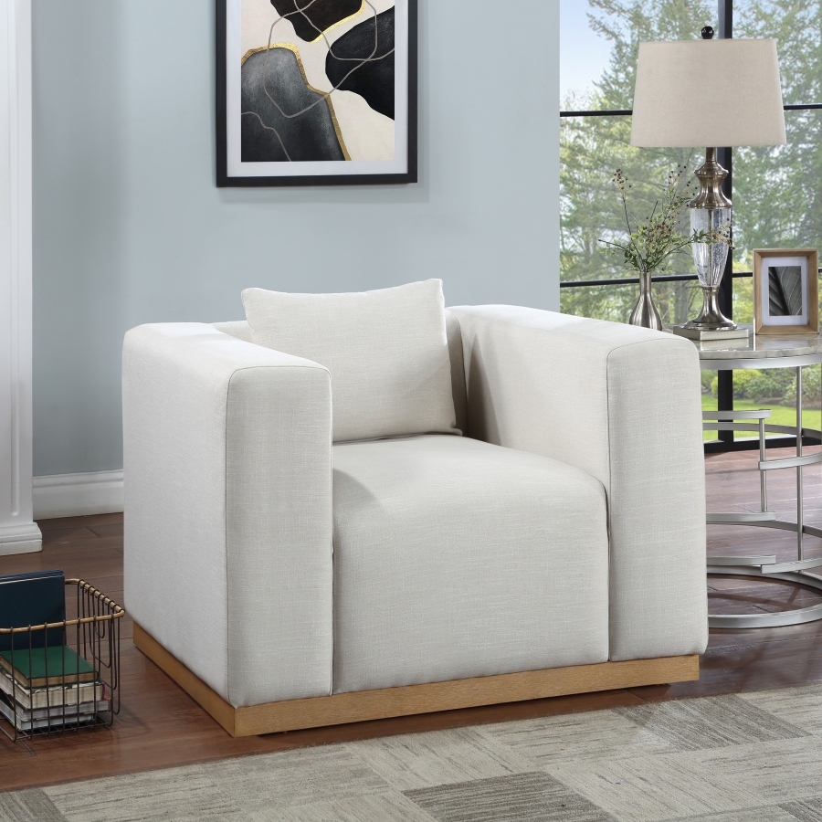 Alfie Linen Textured Fabric Upholstered Living Room Chair