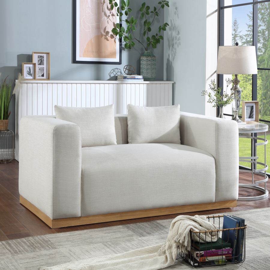 Alfie 67" Linen Textured Fabric Upholstered Loveseat
