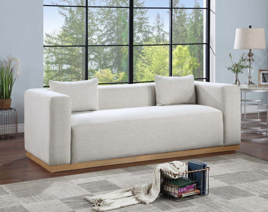 Alfie 90.5" Linen Textured Fabric Upholstered Sofa