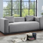 Alfie 90.5" Linen Textured Fabric Upholstered Sofa